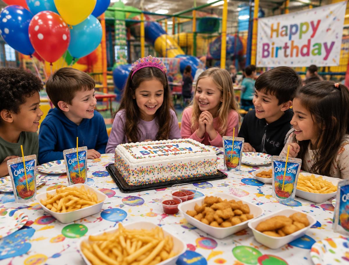 Kindergeburtstag im Tobelinoo mit Pommes, Nuggets und Kuchen